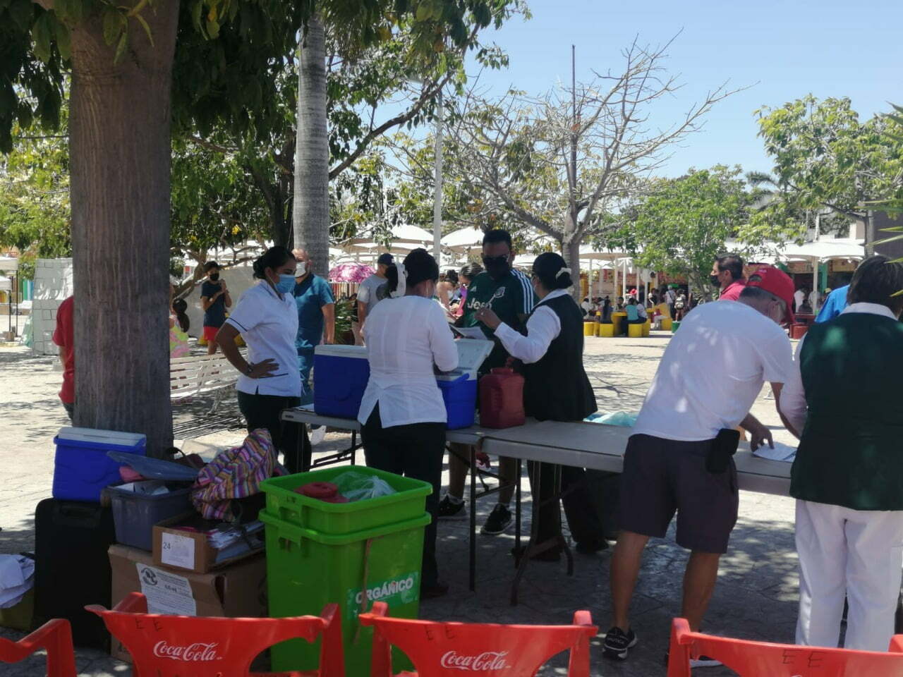 Cancunenses prefieren vacunarse en parque de las palapas