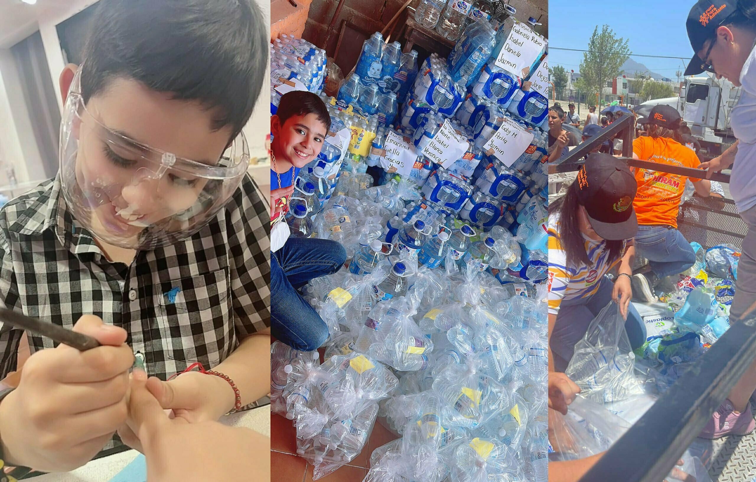 Niño viral que pone uñas dona camionetas con agua en NL