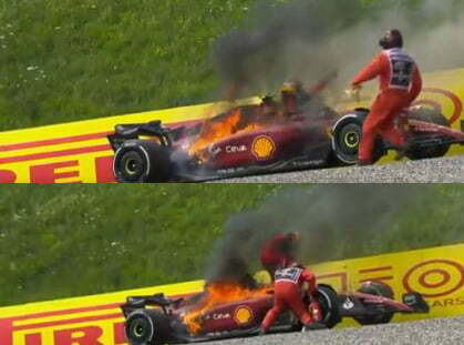 Se incendia el auto de Carlos Sainz en el Gran Premio de Austria