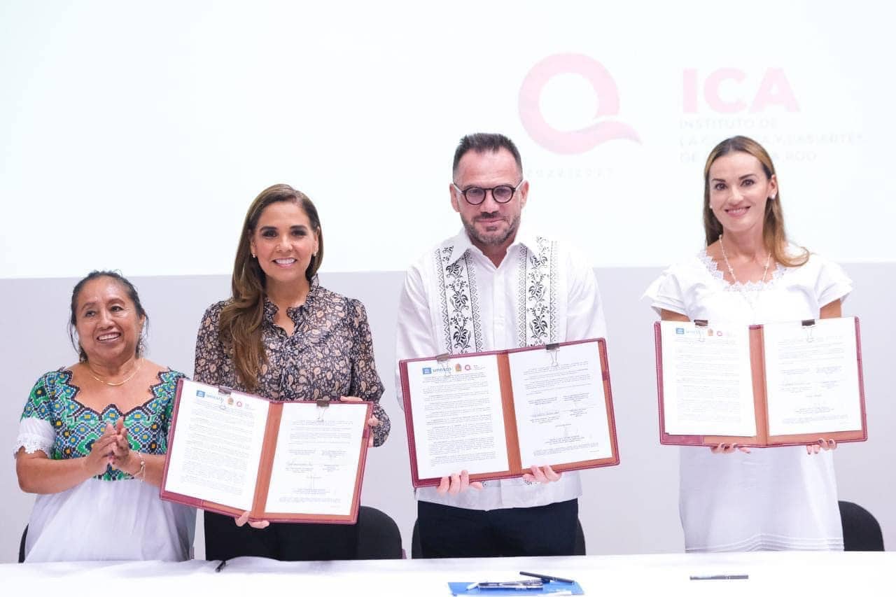 Firma Mara Lezama convenio de colaboración con la UNESCO