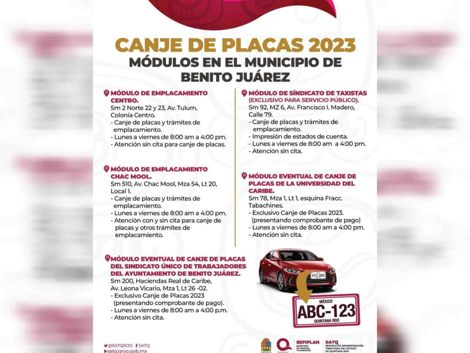 Hoy inicia el canje de placas para vehículos en Quintana Roo
