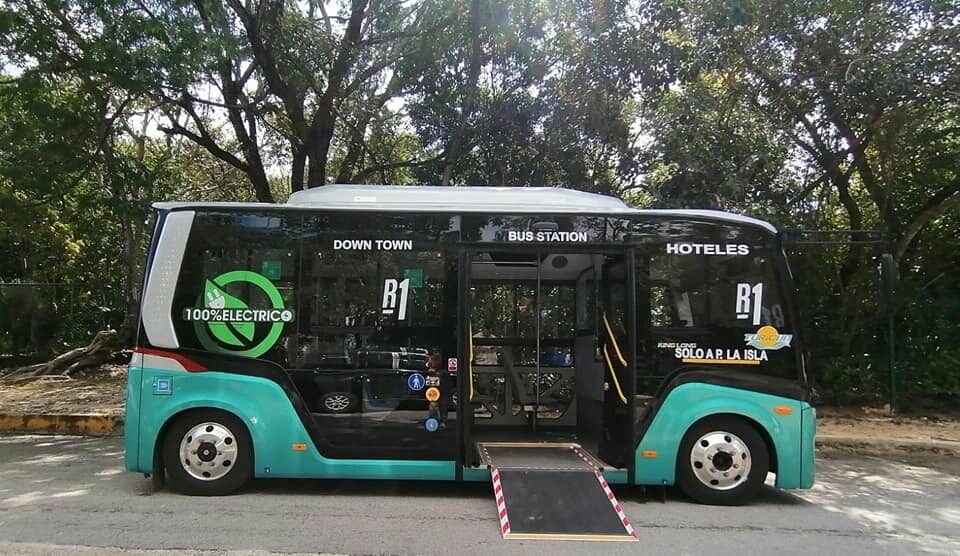 Realizan pruebas con autobuses eléctricos en Cancún