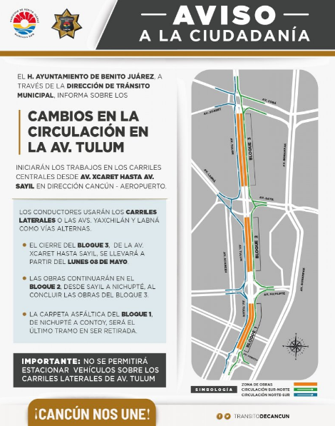 Anuncia gobierno de BJ adecuaciones viales en Av. Tulum