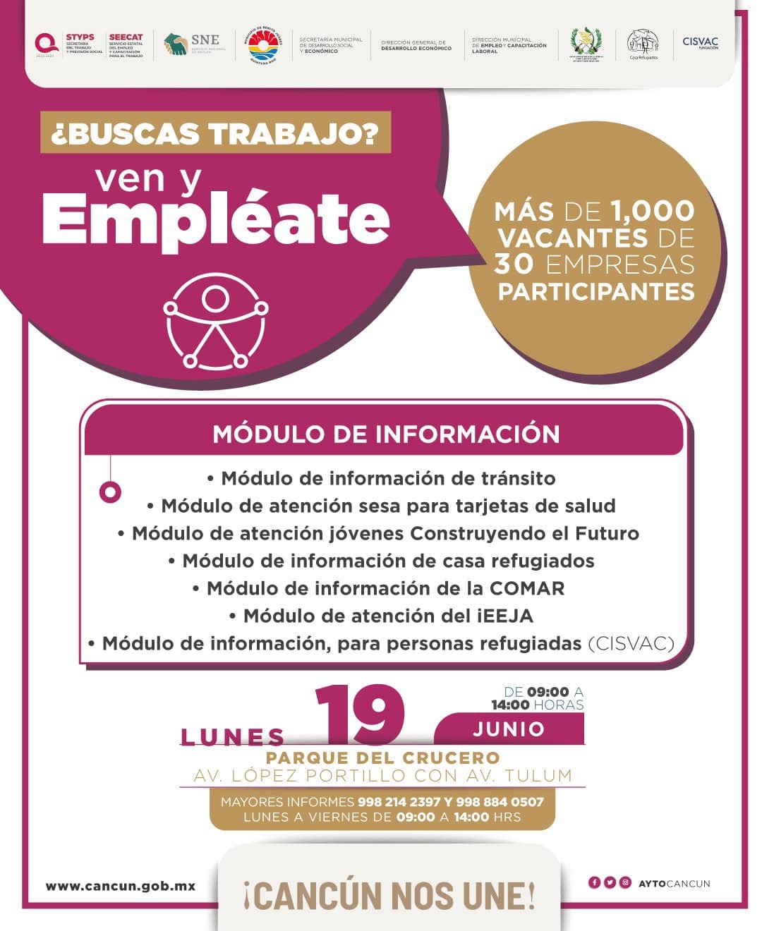 Invitan autoridades de BJ a buscadores de empleo a ‘Ven y Empléate Intinerante’