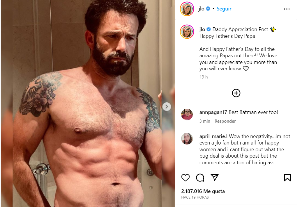 Jennifer López publica foto de Ben Affleck por el Día del Padre