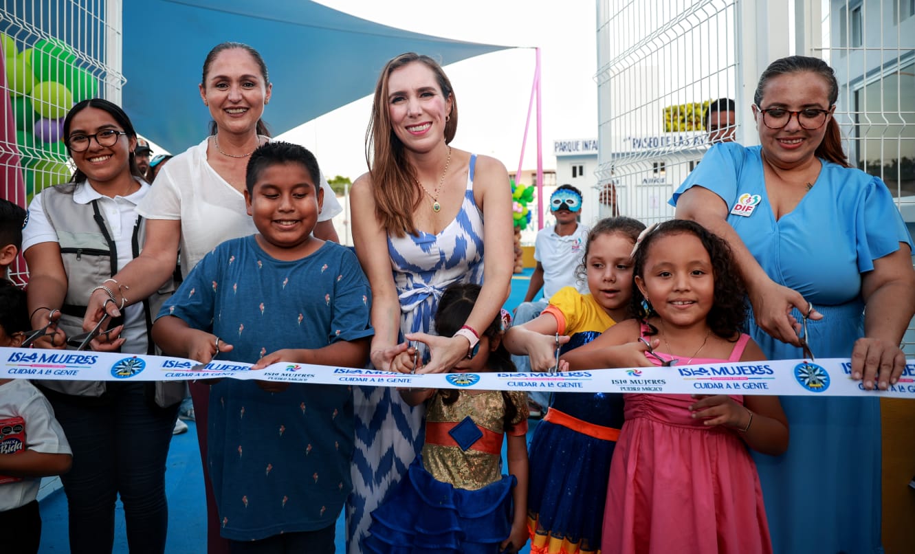 Atenea Gómez sí cumple e inaugura el parque infantil “Paseo de las Aves” en Isla Mujeres