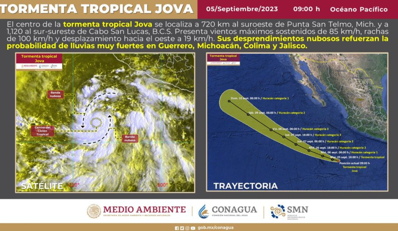 Se forma tormenta tropical Jova en el Pacífico