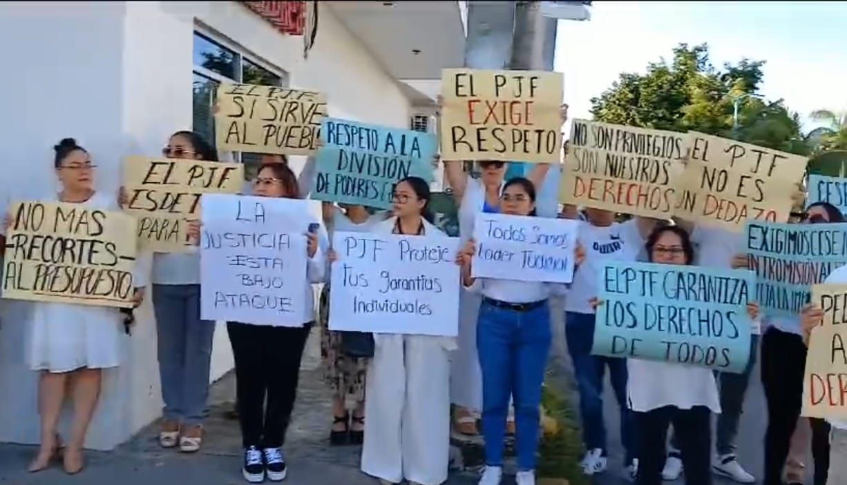 Protestan trabajadores del Poder Judicial Federal en Cancún y Chetumal