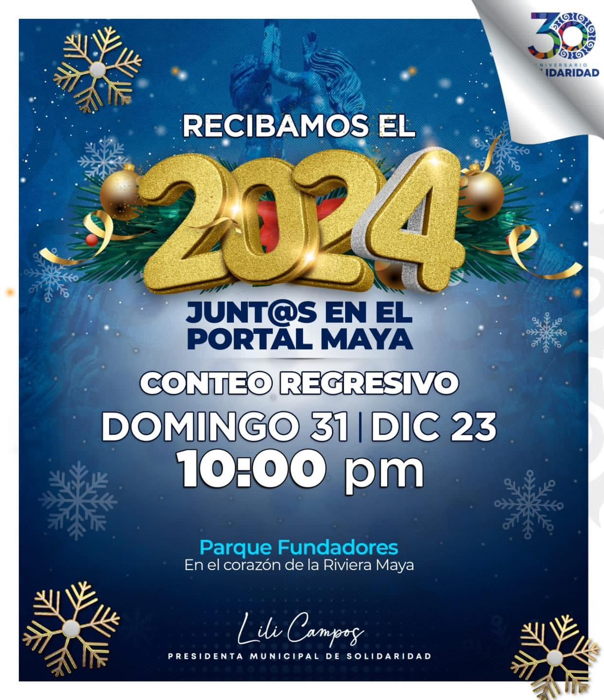 Lili Campos invita a recibir el 2024 en el Portal Maya de Playa del Carmen