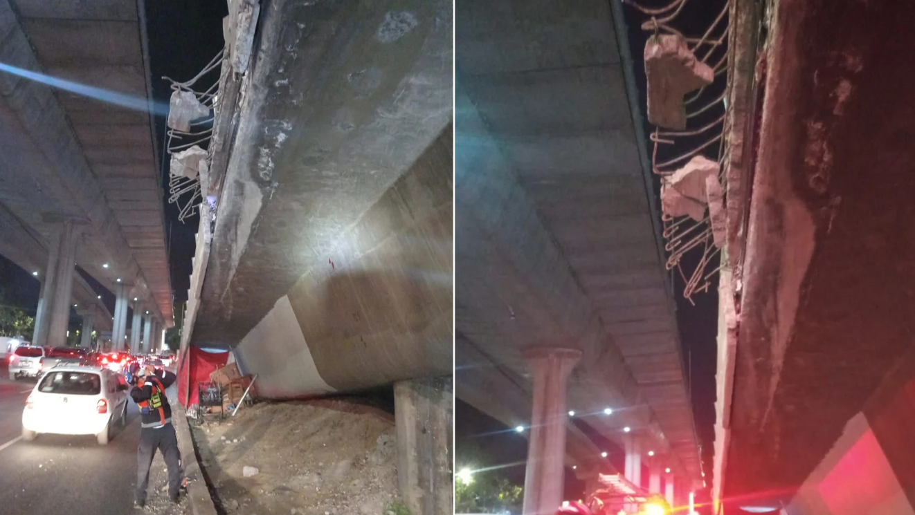 Se desprende concreto del Segundo piso de Viaducto Tlalpan
