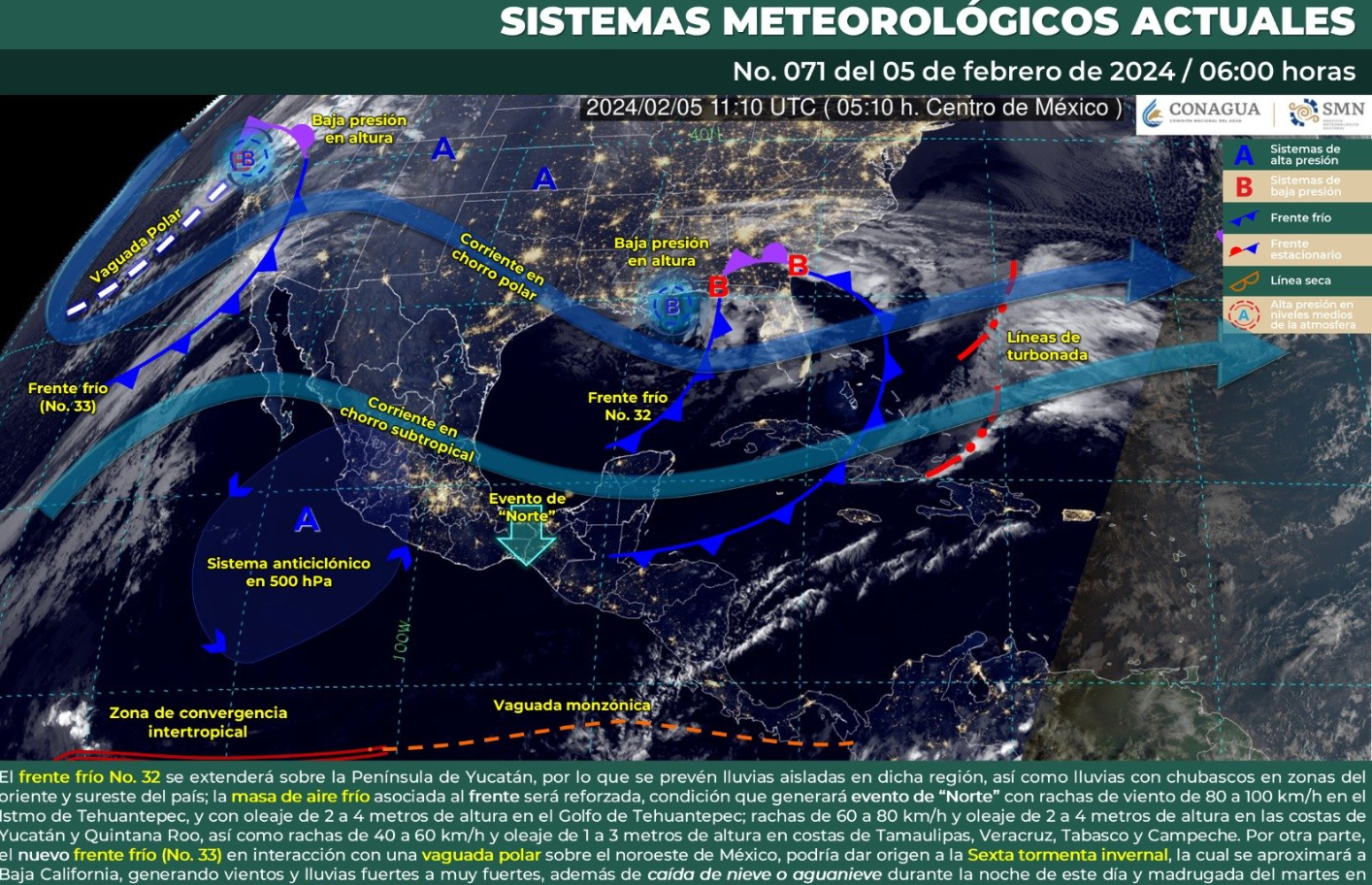 Sexta Tormenta Invernal, afectará a varios estados del país