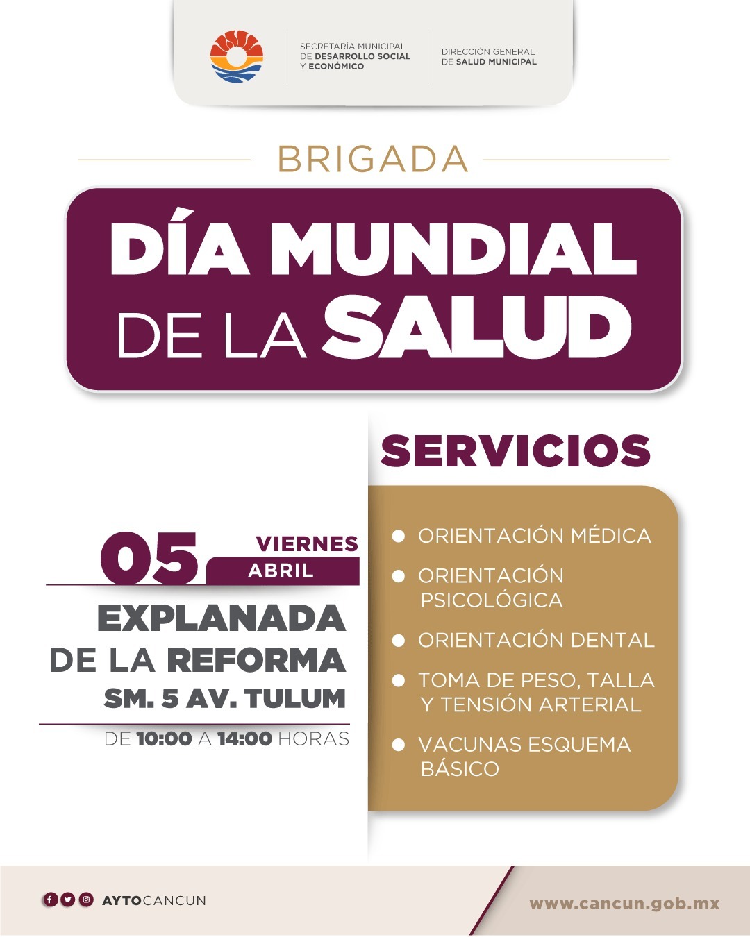 Conmemoran en Cancún el “Día Mundial de la Salud” con brigada de atención médica