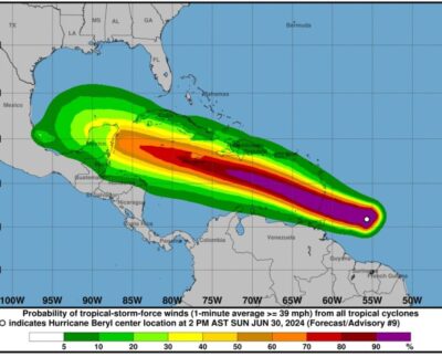 Conagua: El huracán Beryl entrará el jueves a Quintana Roo