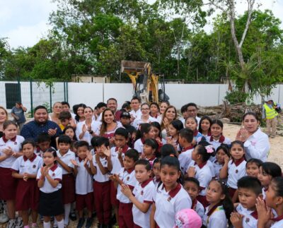 Inicia Mara Lezama construcción de domo en Primaria “Ermilo Abreu Gómez” en Benito Juárez para bienestar de alumnas y alumnos
