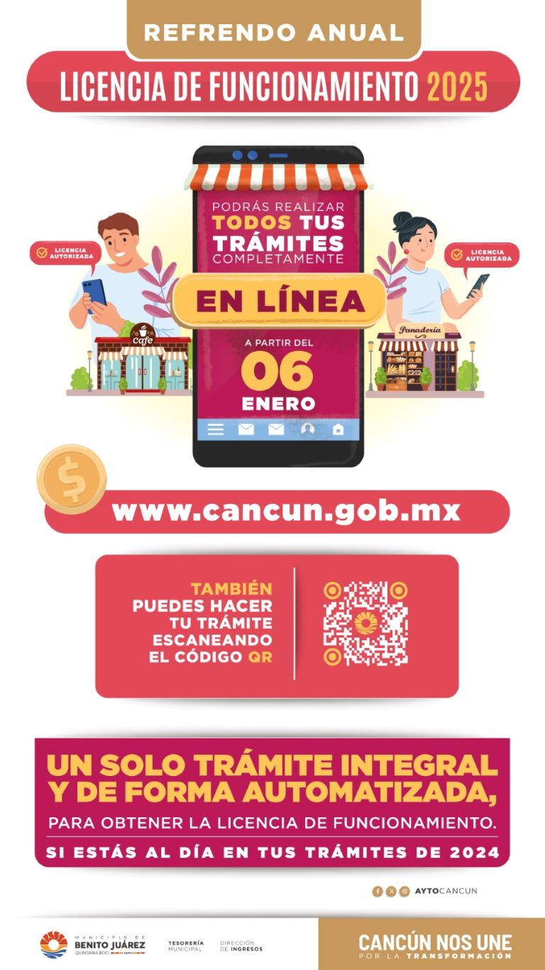 Refrendo anual licencia de funcionamiento 2025 - Ayuntamiento Cancun