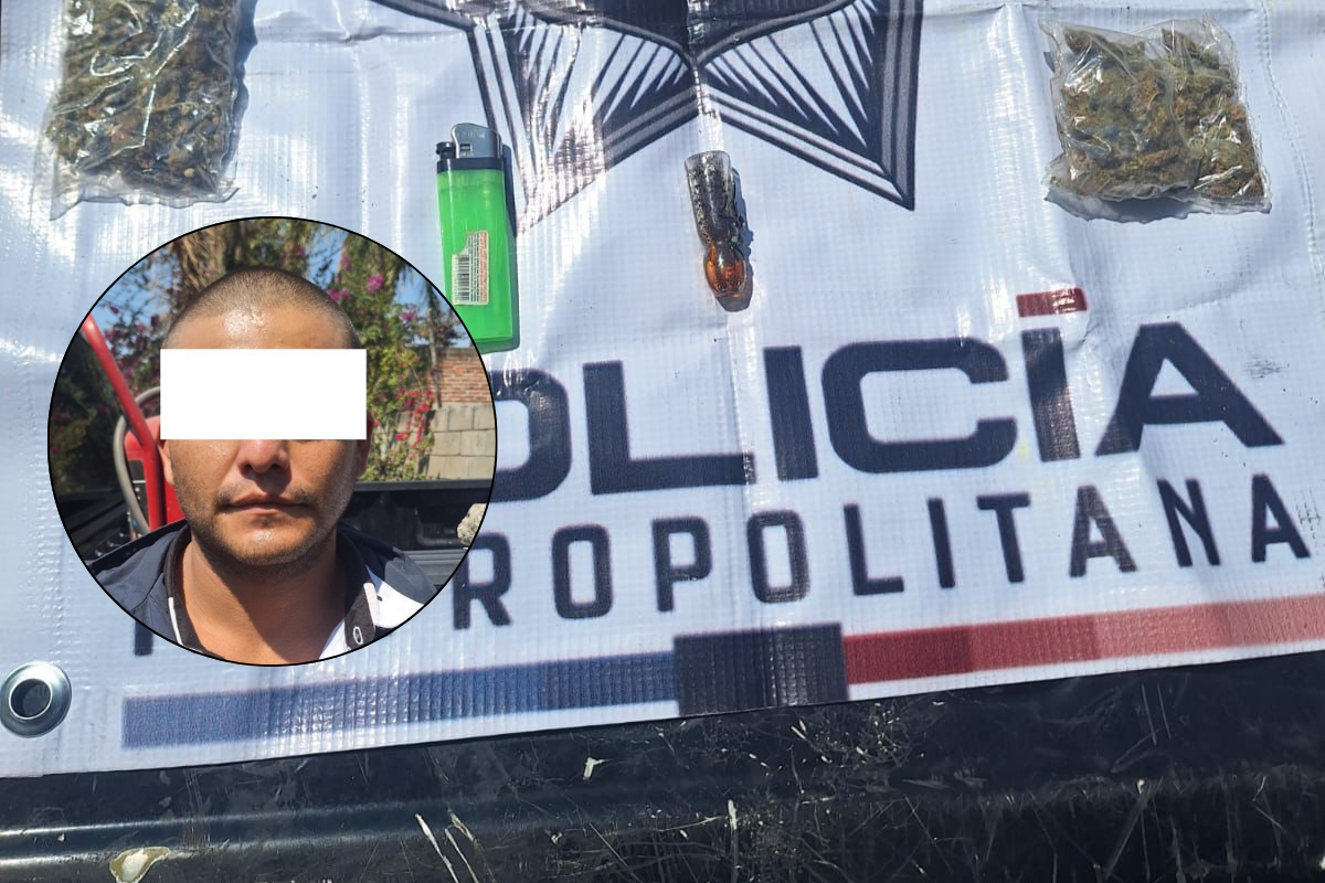 Detienen a hombre con presunta marihuana en Tlajomulco; llevaba cinco bolsas con vegetal verde